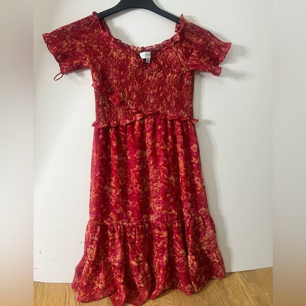 LUCY PARIS SMOCKED RED DRESS USA M EUR 40 - Picture 3 of 8